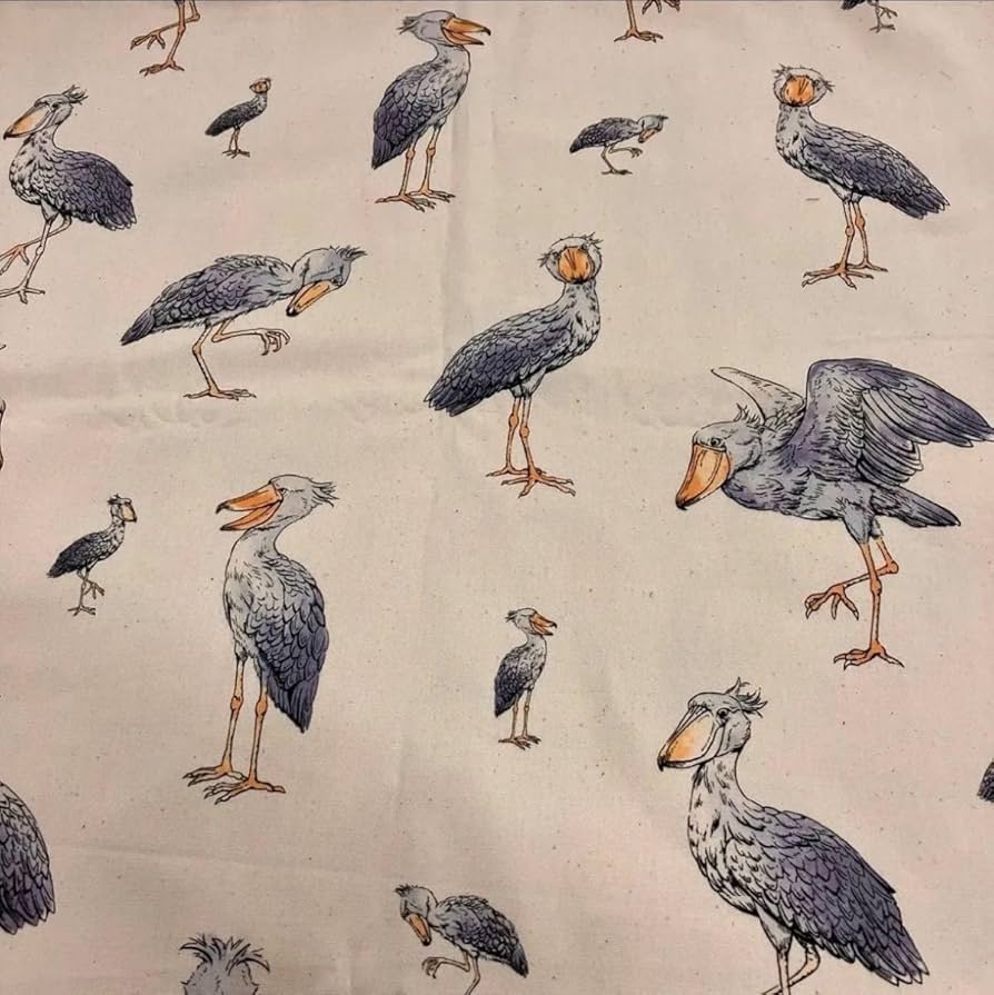 Amazon.co.jp: ハシビロコウ 鳥 プリント 生地 オックス 生成色